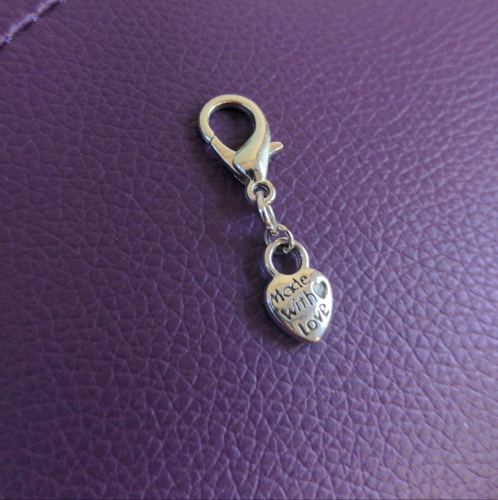 Made With Love Heart Charm with Lobster Clasp